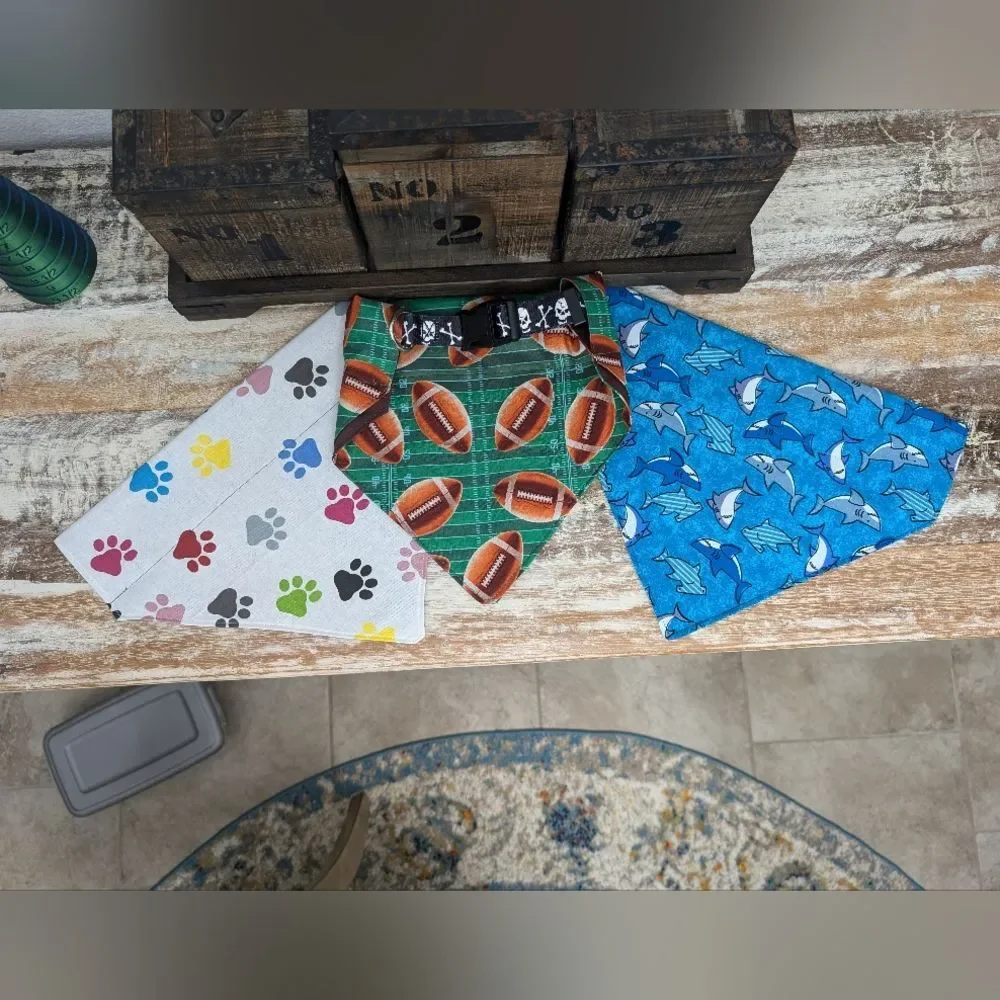 Hand Crafted Over the Collar Pet/Dog Bandanas Set of 3 Size X-Large